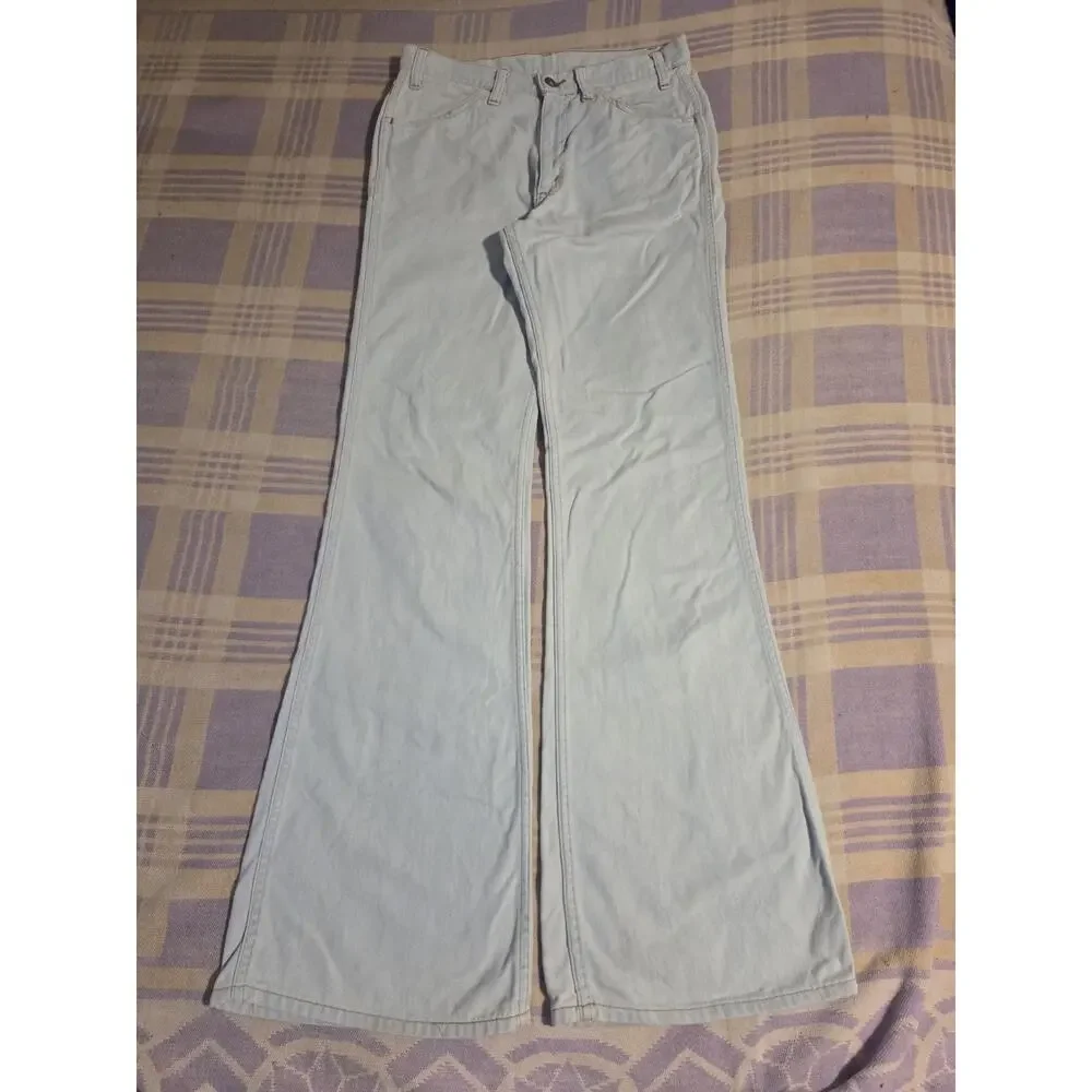 VTG 70s Orange Tab Levis Bell Bottoms Denim Blue Jeans 28 X 33 Light USA Flare